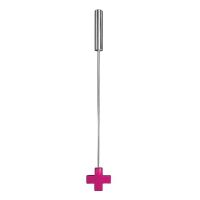 "Ouch! - Leather Cross Tipped Metal Crop Pink" 