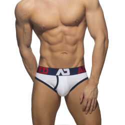 - "Open Fly Cotton Briefs - Navy" 