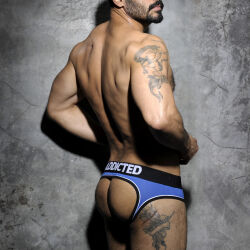 - "Double Piping Bottomless Briefs Royal Blue" 