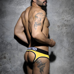 - "Double Piping Bottomless Briefs Yellow" 