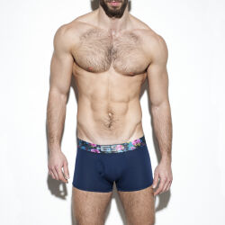 - "Flowery Waistband Boxer - Navy" 