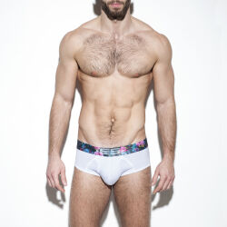 - "Flowery Waistband Briefs - White" 