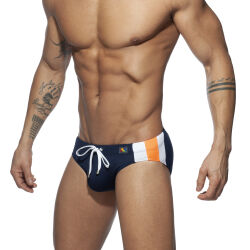 - "Stripes Basic Swim Briefs - Navy" 