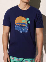  "90502 - T-Shirt with Van Print Blue Wave" 