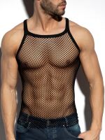 - "Beachy Net Strap Tank Top - Black" 