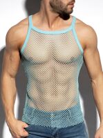 - "Beachy Net Strap Tank Top - Sky Blue" 