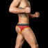 - "Backless Briefs Bond Street - Red/Yellow/Black" 