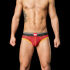 - "Backless Briefs Bond Street - Red/Yellow/Black" 