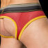 - "Backless Briefs Bond Street - Red/Yellow/Black" 