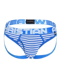 �����-����� "Almost Naked Fly Stripe Briefs Jock - Electric Blue/White Stripes" 
