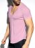 "Deep V-Neck T-Shirt - Baby Pink" 