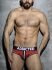 �����-����� "Double Piping Bottomless Briefs Red" 