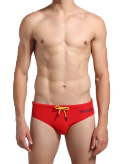 - "Basic Swim Briefs With Contrast Logo - Red" 