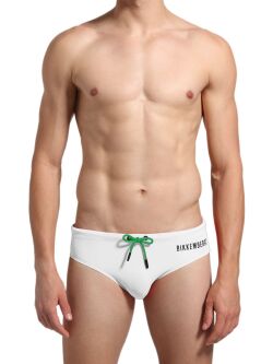 - "Basic Swim Briefs With Contrast Logo - White" 