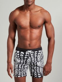 - "All-Over Logo Medium Boardshort - Black" 