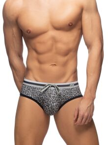 ������-����� "Leopard Stripes Swim Briefs - Charcoal" 
