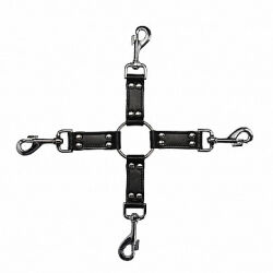  -  "Ouch! Pain - 4-way Leather Hogtie Cross Black" 