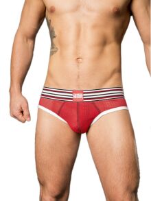 - "Backless Briefs Bond Street - Red/White/Black" 