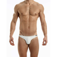 �����-����� "Leather Low Cut Briefs - White" 