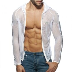 ���� "Black and White Mesh Jacket - White" 