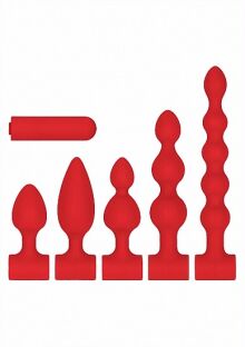 ����� ��� �������� ���������� "Ouch! - Silicone USB-Rechargeable Anal Set - Red" 