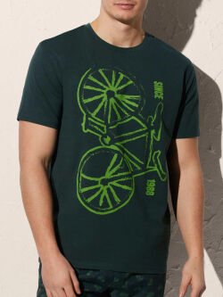 �������� "90501 - T-Shirt with Bicycle Print Green" 